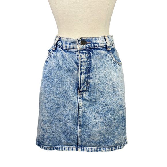 Vintage 90’s Cincinnati Kid Acid Wash Denim Mini Skirt - Picture 3 of 7